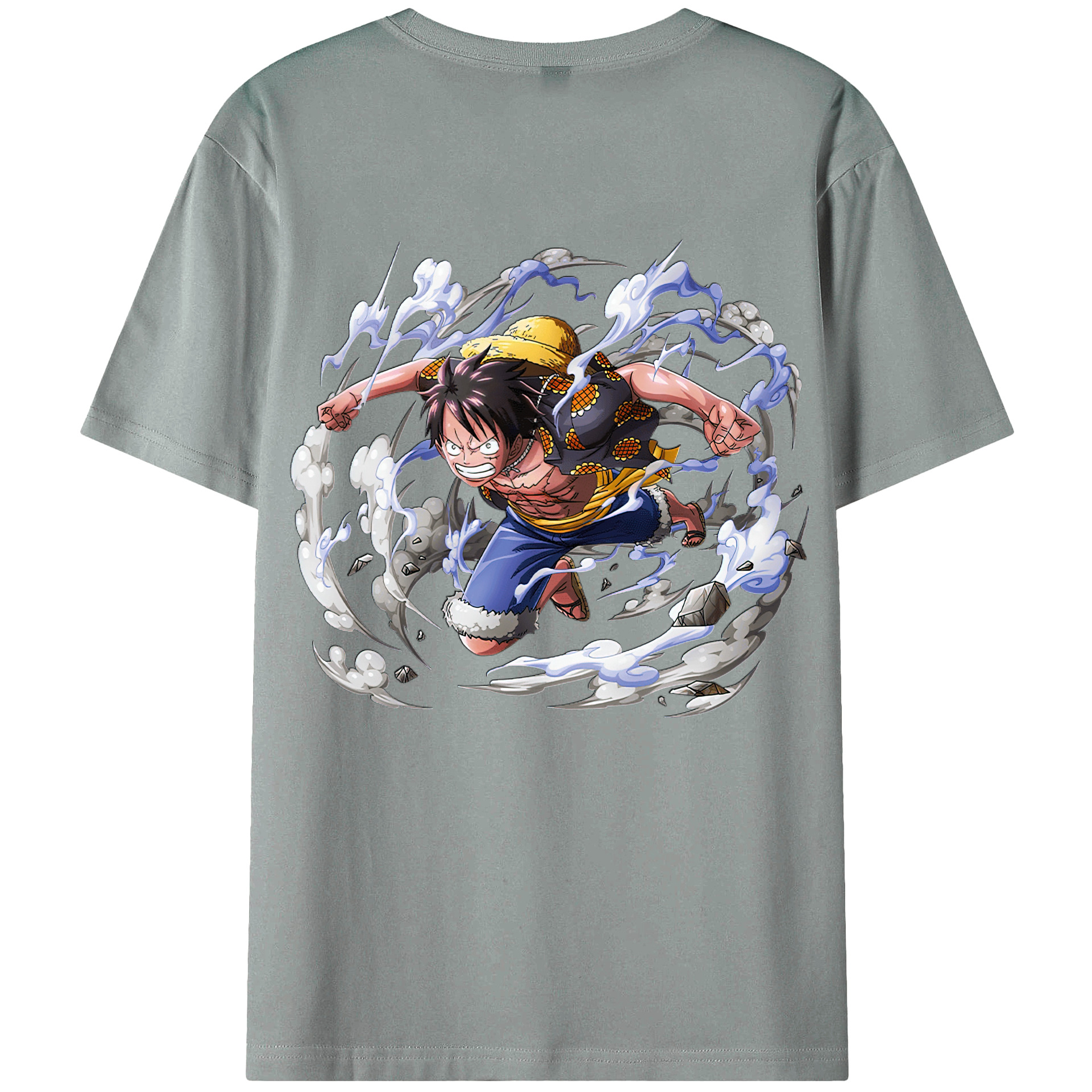 ワンピース モンキー・D・ルフィ ONE PIECE Monkey D. Luffy 綿100％ メンズ半袖Tシャツ（バックプリント） 通気性